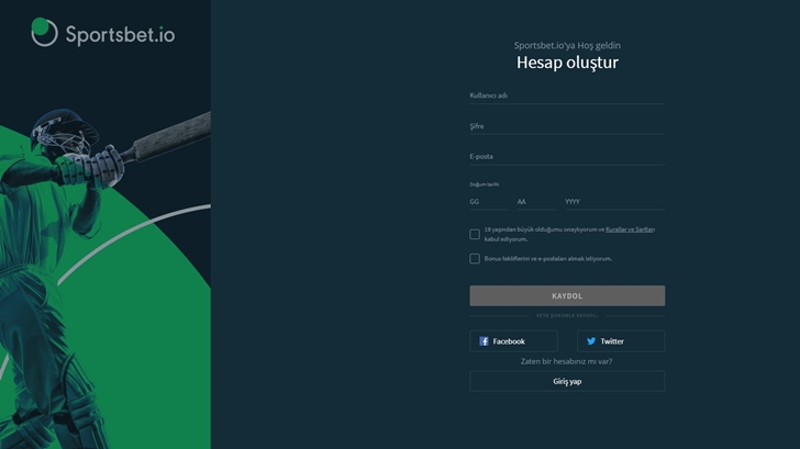 sportsbet üyelik açma