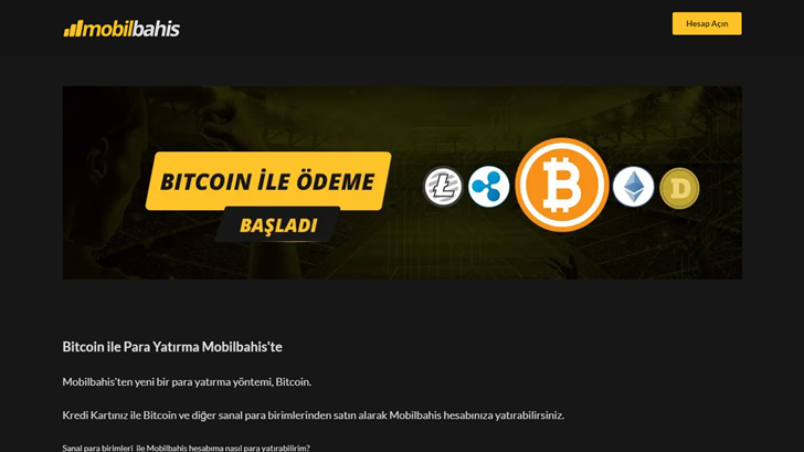 Mobilbahis Bitcoin ile Para Yatırma ve Para Çekme