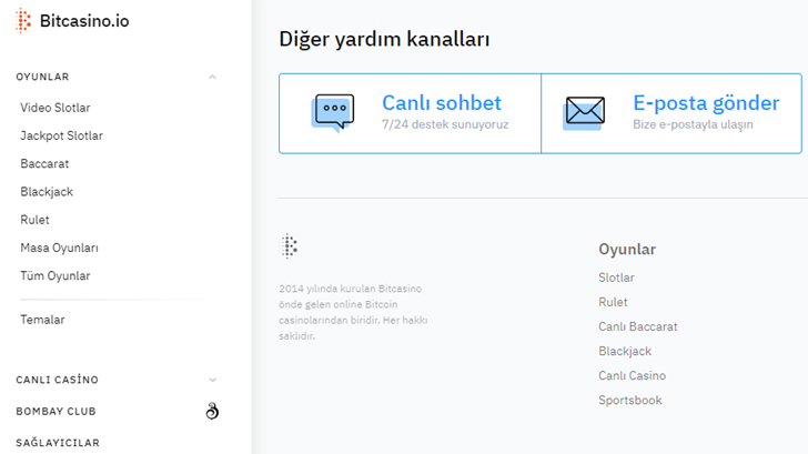 Bitcasino yardım sayfası