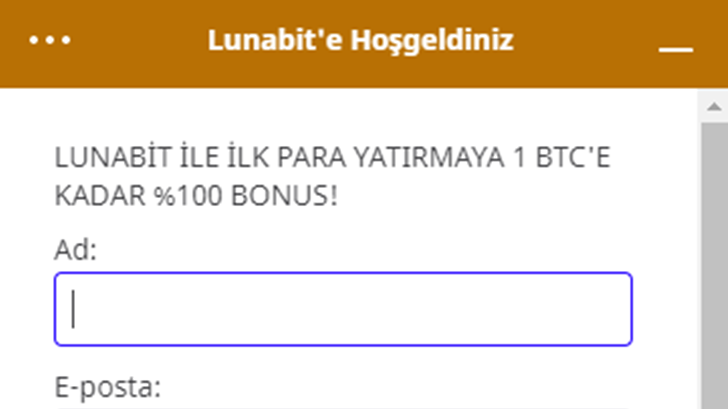 Lunabit şikayet formu