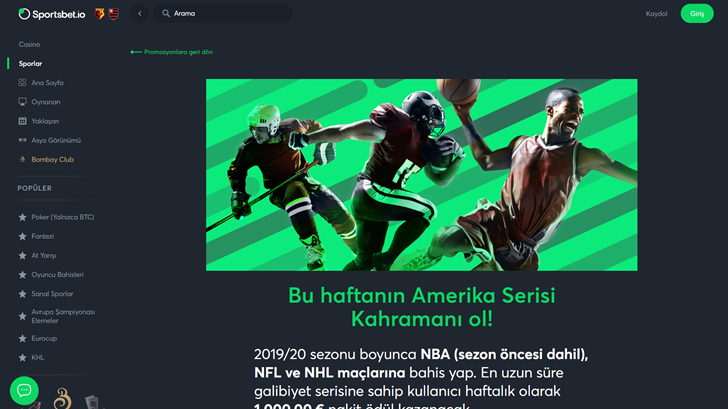 Amerikan Sporlarında Seri Yakala, Sportsbet.io’dan 100 mBTC Kazan