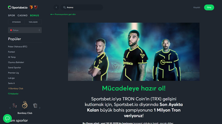 Tron Mücadelesinde Ayakta Kal, Sportsbet.io’dan 1 Milyon TRX Kazan